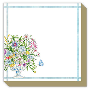 Luxe Notepad- Handpainted Blue Floral Arrangement