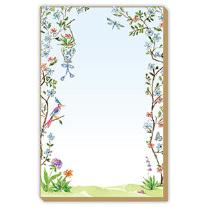 Luxe Large Notepad- Handpainted Blue Enchanted Garden