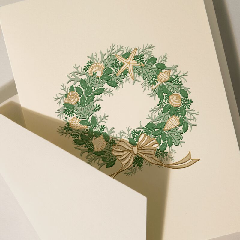 Crane & Co. Engraved Seashells Wreath Cards: Set of 10