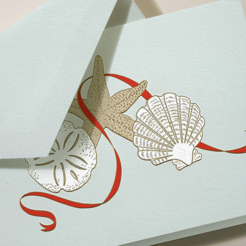 Crane & Co. Engraved Elegant Seashells Cards: Set of 10