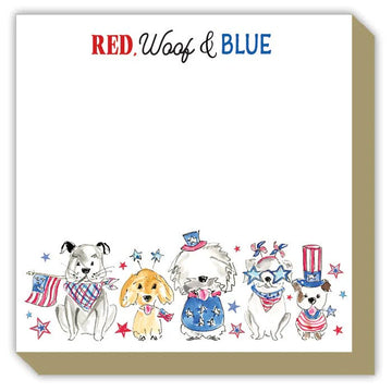 Luxe Notepad - Red, Woof & Blue Patriotic Dogs