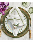 Kim Seybert Jardin Napkin in White & Green