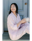 Lenora Classic Cotton Striped Capri Pajama in Pink