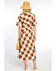Elizabeth James The Label Collins Dress in Brown Gingham