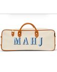 Boulevard MargoSky Blue and Navy “Mahj” Natural Canvas Bag