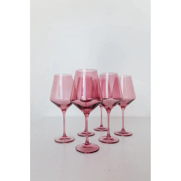 Estelle Stemmed Wine Glasses in Rose (Set of 6)