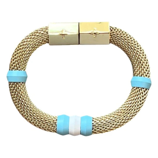 Holst + Lee Gameday Mesh Colorblock Bracelet Carolina Blue/White