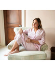 Lenora by Dina Yang Classic Pinstripe Cotton Pajamas - Pink