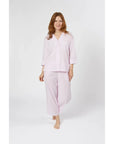 Lenora by Dina Yang Classic Pinstripe Cotton Pajamas - Pink