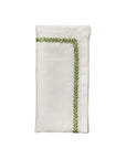 Kim Seybert Jardin Napkin in White & Green