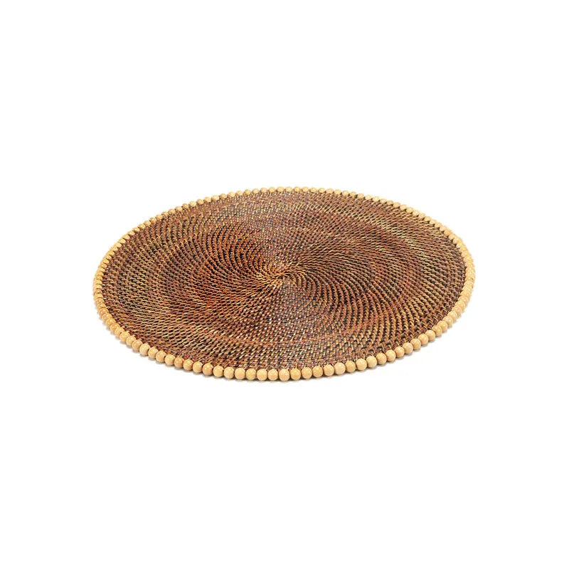 Calaisio Round Placemat 14" with Natural Wood Beads