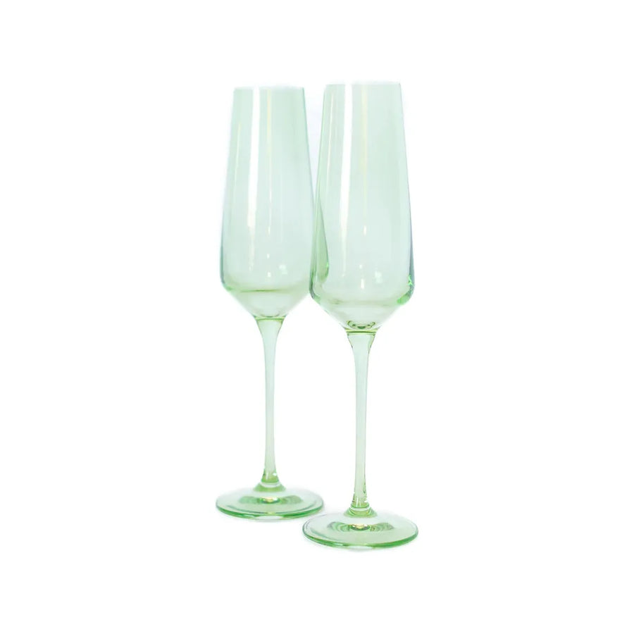 Estelle Champagne Flute-Mint Green : S/2