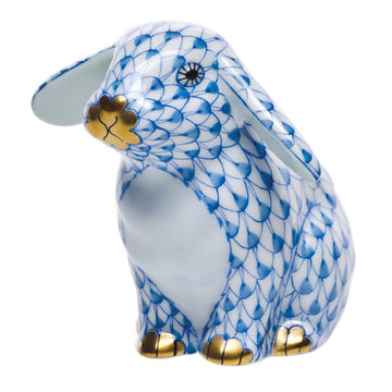 Herend Sitting Lop Ear Bunny - Blue