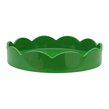 Addison Ross Leaf Green Round Scalloped Tray 8.5"