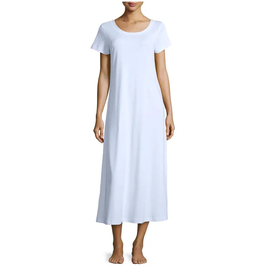 P. Jamas Butterknit  Long Gown Short Sleeve - Blue