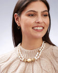 Gold Rush White Pearl Necklace-16.5"