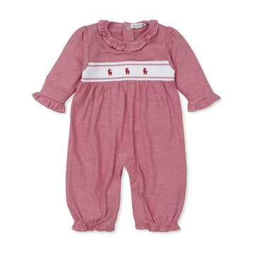 Kissy Kissy Classic Treasures Holiday Stripe Girl Playsuit: 9 Month