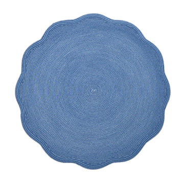 Deborah Rounds Scalloped Round Placemat in French Blue