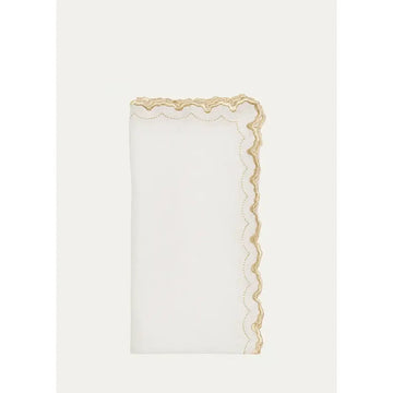 Kim Seybert Arches Napkin in White & Gold