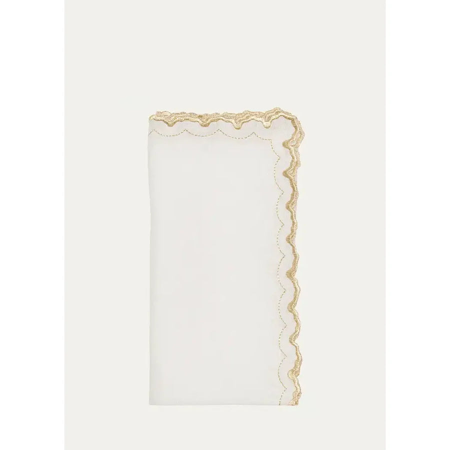 Kim Seybert Arches Napkin in White & Gold