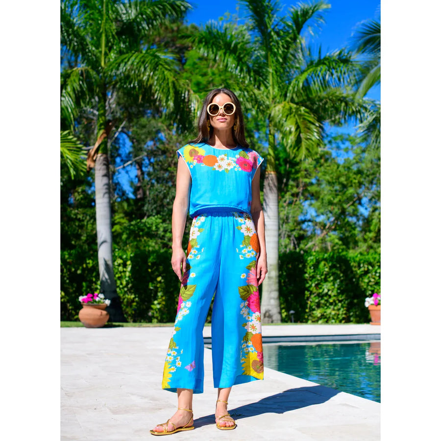 Elizabeth James Presley Pant in Wildflower Aqua