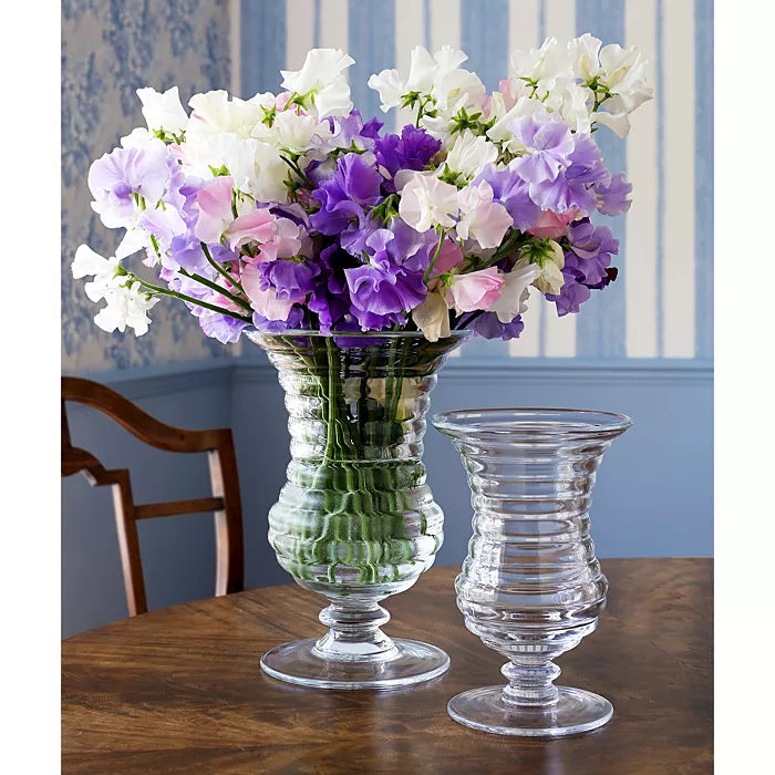 William Yeoward Crystal Ripples Footed Vase - 8.5"