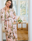 Weezie Women's Bell Sleeve Plush Robe- Cherry Blossom