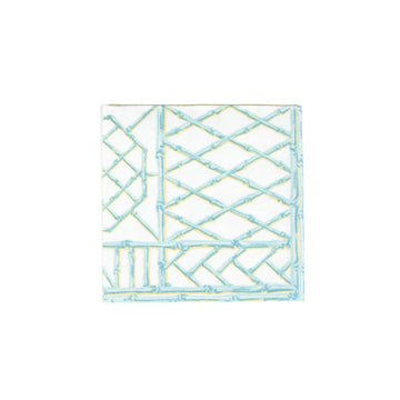 Caspari Bamboo Screen Paper Linen Cocktail Napkins: Robin's Egg