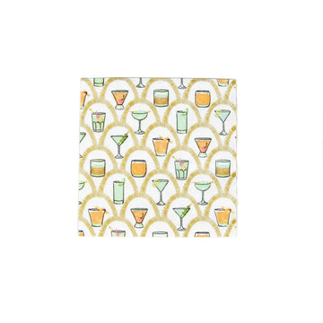 Caspari Deco Cocktails Paper Cocktail Napkins