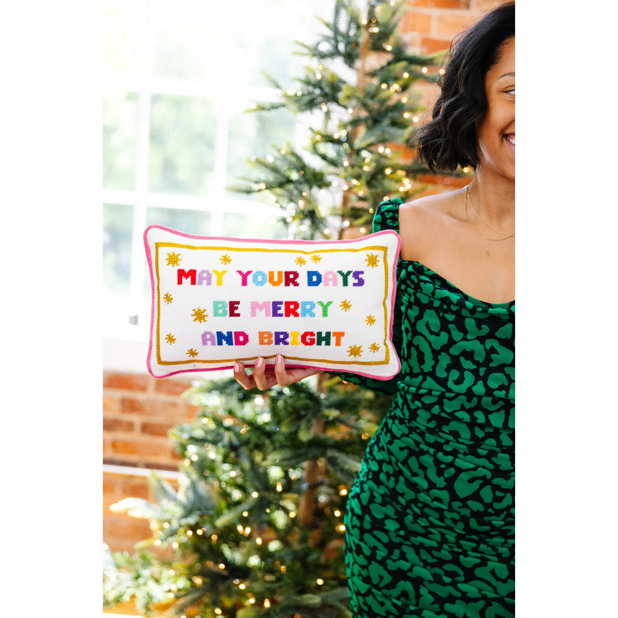 Furbish Studio Merry & Bright Needlepoint Pillow