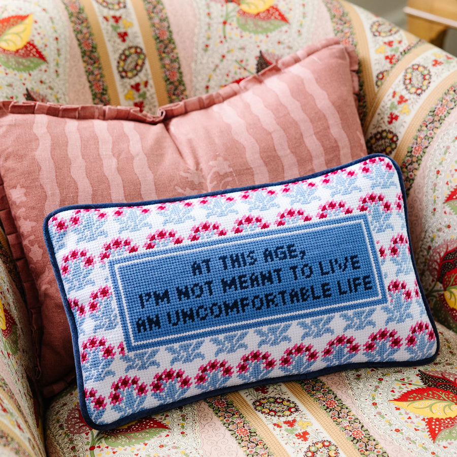 Furbish Studio Uncomfortable Life Needlepoint Pillow