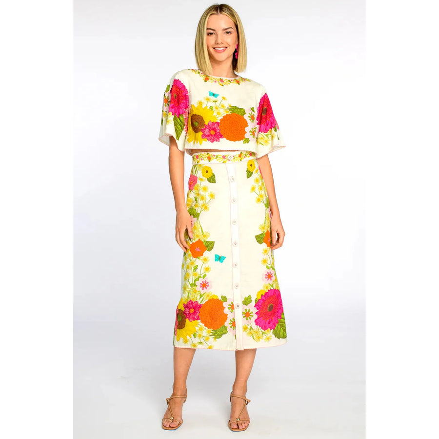 Elizabeth James Frannie Skirt in Wildflower Ivory
