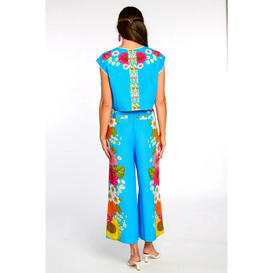 Elizabeth James Presley Pant in Wildflower Aqua