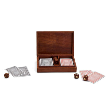 Wood Crafted Playing Card/Dice Game Set