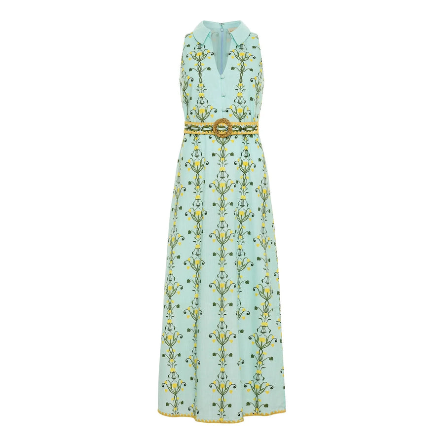 Anna Cate Jill Midi in Aqua Garden