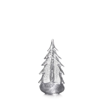 Simon Pearce Silver Leaf Evergreen Glass Tree: 10 inch