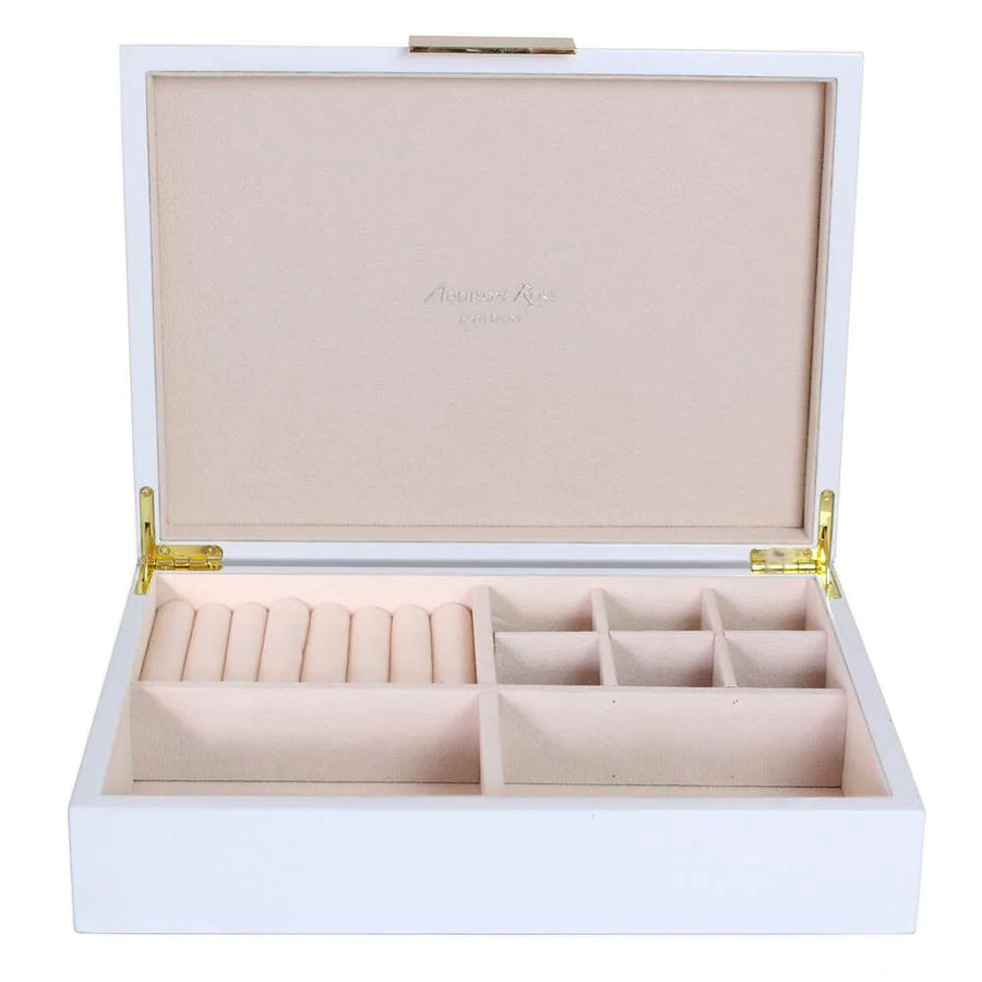 Addison Ross Large White Jewelry Box with Gold