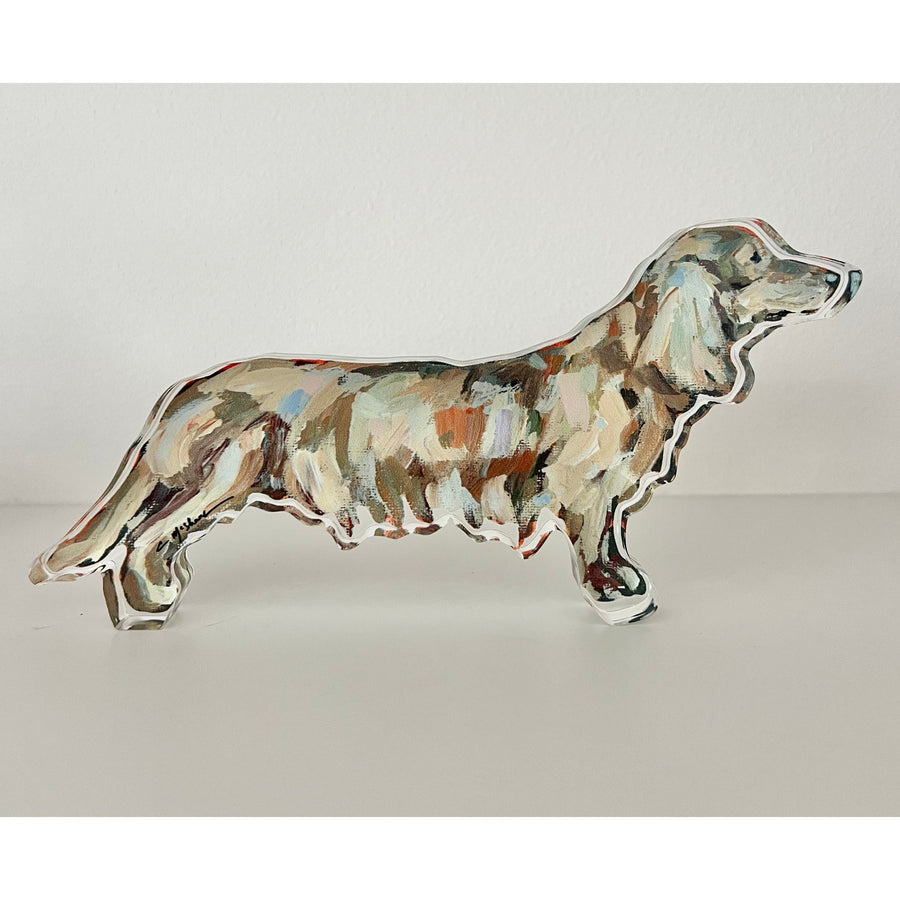 Dachshund Blonde Long-Haired Acrylic Shelfie