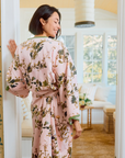 Weezie Women's Bell Sleeve Plush Robe- Cherry Blossom