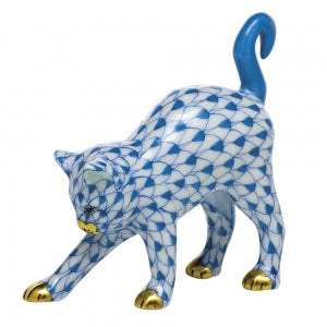 Herend Arched Cat - Blue