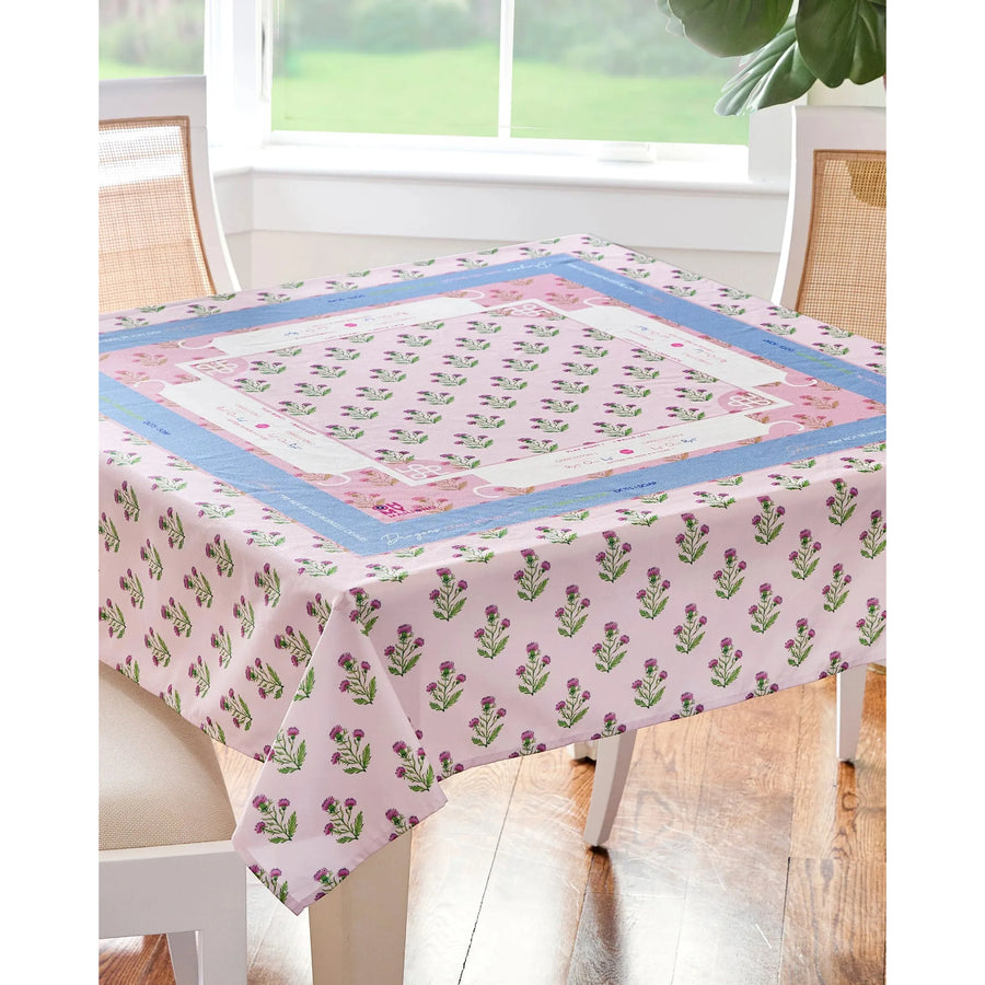 Oh My Mahjong Purple Thistle Instructional Mahjong Tablecloth
