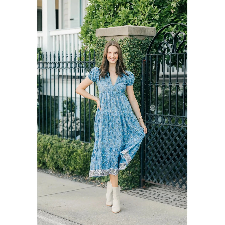 Victoria Dunn Clover Dress - Sky Blue: Large