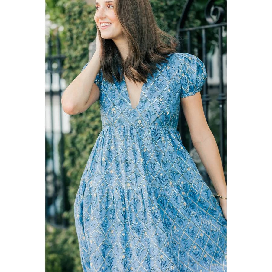 Victoria Dunn Clover Dress - Sky Blue: Large