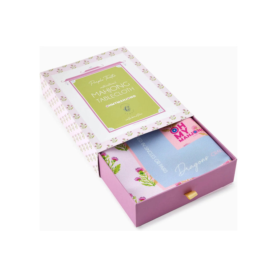 Oh My Mahjong Purple Thistle Instructional Mahjong Tablecloth