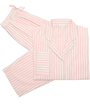 Lenora Classic Cotton Striped Capri Pajama in Pink