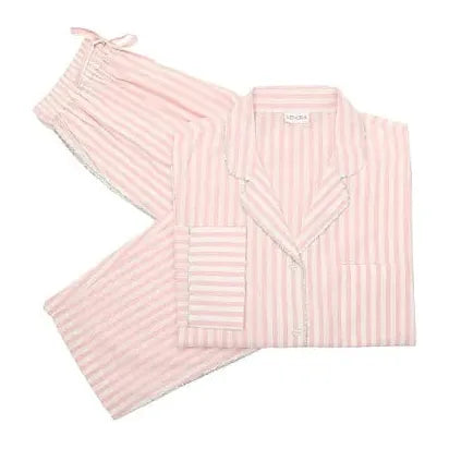 Lenora Classic Cotton Striped Capri Pajama in Pink
