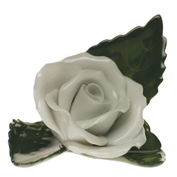 Herend Rose on Leaf - White