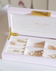Addison Ross Small Pink Lacquer Jewelry Box with Gold