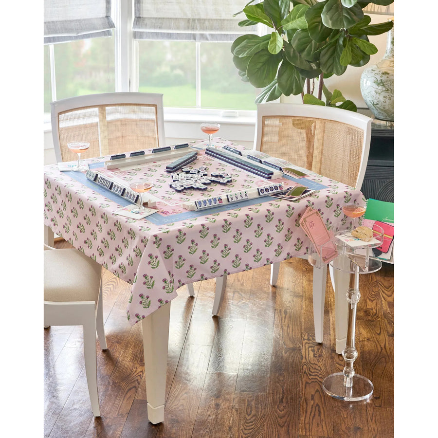 Oh My Mahjong Purple Thistle Instructional Mahjong Tablecloth