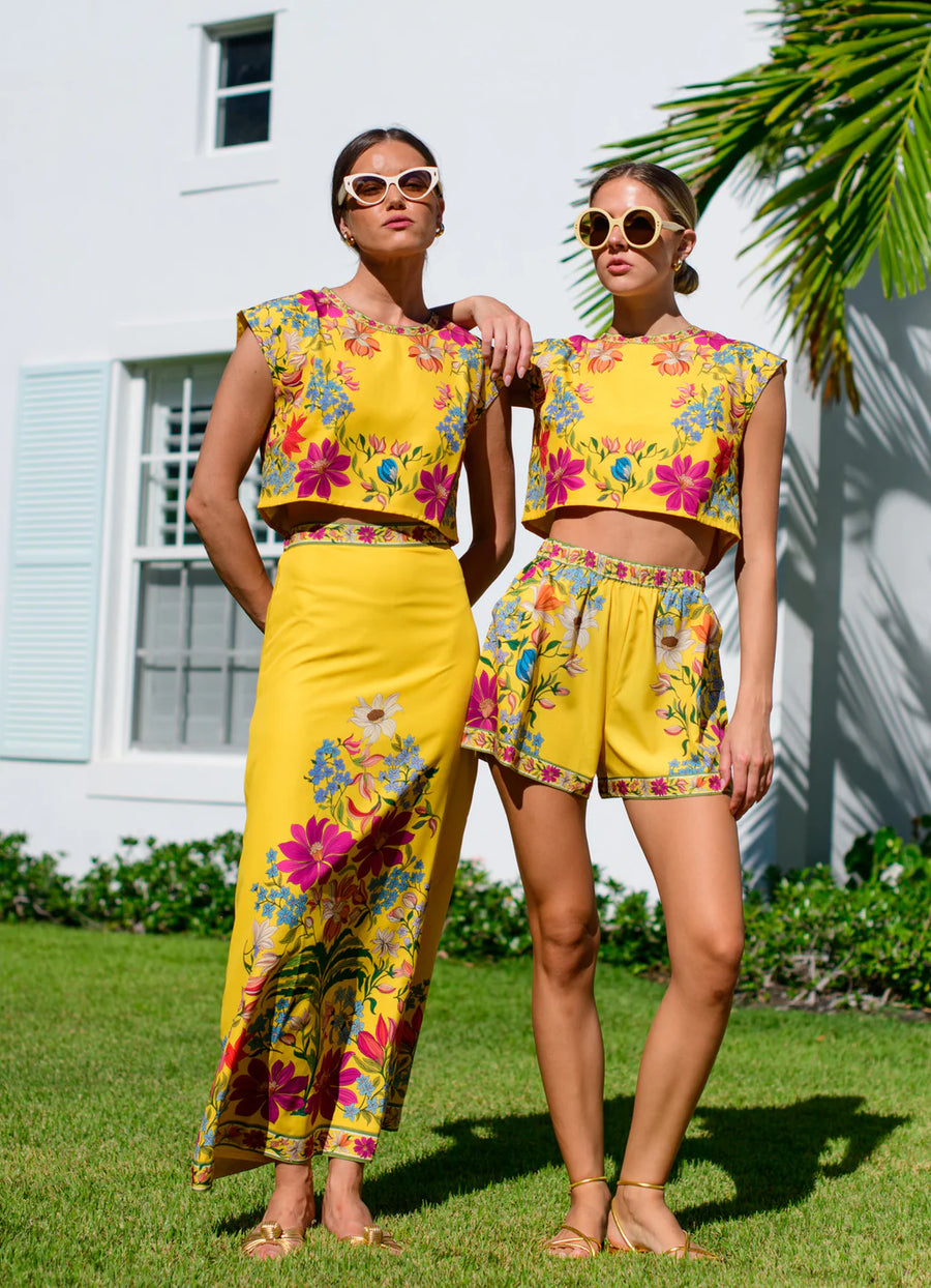 Elizabeth James the Label Jackie Top in Tapestry Yellow